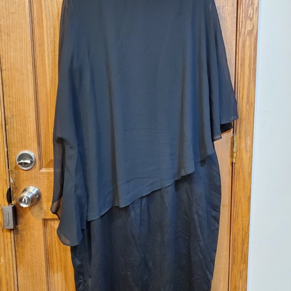 NWT Hanna Nikole Women's Black Formal Evening Dress Sleeveless Cape Size 20W - Picture 6 of 11
